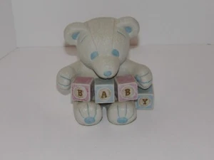 Vintage Gund Ceramic Bear With Baby Blocks Figurine 1980-1984 - Picture 1 of 5