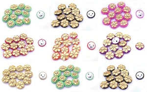 12 PCs Indian Round Candy Color Scrapbooking Hand Crafted Sewing 2 Holes Buttons - Picture 1 of 22
