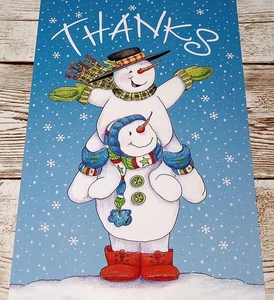 Current Thank You Greeting Card Snowmen Enjoying a Winter Wonderland UNUSED - Picture 1 of 1