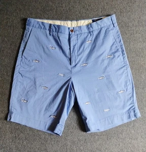 Polo Ralph Lauren pantaloncino chino uomo 35 elasticizzato vestibilità classica blu stampa pesce - Foto 1 di 11