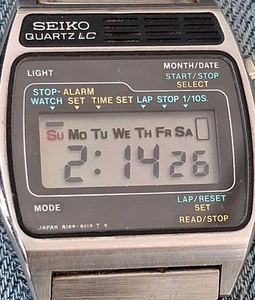 VINTAGE April 1977 Quarzo Seiko LCD A159-4019G New Battery W/Original S.S Band - Picture 1 of 11