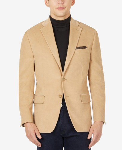 Blazer cappotto sportivo Michael Kors uomo vestibilità classica velluto a coste 36 S marrone elasticizzato