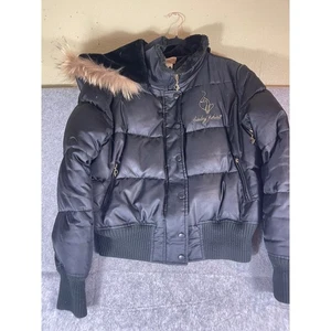 Baby Phat wandelbare gefütterte Jacke Weste Damen XL isoliert Kunstfell Kapuze Y2K - Bild 1 von 10