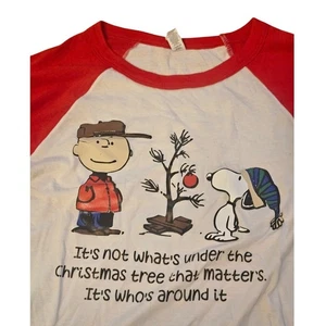 Peanuts Charlie Brown Snoopy Weihnachten Raglan T-Shirt Damen Medium - Bild 1 von 4