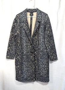 Worthington Women's LARGE Animal Print Long Jacket Collar Classic Timeless - Picture 1 of 15
