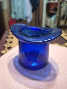 Kobaltblau Glas Zylinder Hut Zahnstocher Halter Vintage - Bild 1 von 5