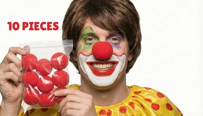 10x Soft CLOWN NOSES Costume Circus Halloween Spongy Fancy Fun Silly in Red - image 1 of 4