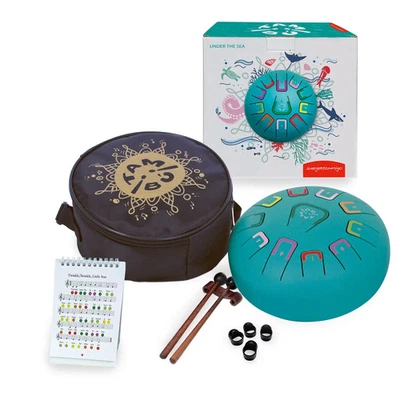 Tambú Zungentrommel 8", 11 tones, Matt Turquoise, Steel Tongue Drum Tambu 11308 - Bild 1 von 4