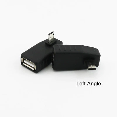 1pc USB 2.0 A Female To Left Angle Micro 5 Pin B Male OTG Host Adapter Connector - Image 1 of 4