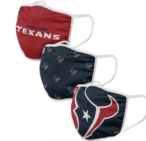 (Lot of 2) Houston Texans 3-PK NFL Washable Face Masks - Picture 1 of 3