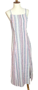 Old Navy Womens Dress Sz XS Linen Blend Maxi Sundress Colorful Striped Sleeveles - Picture 1 of 8