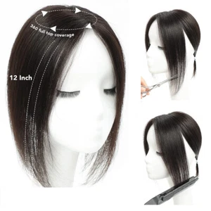 Bezug Grau Haar Haarteil Herren Damen Top Echt Toupet Haarteil Topper 15cm~40cm - Bild 1 von 12