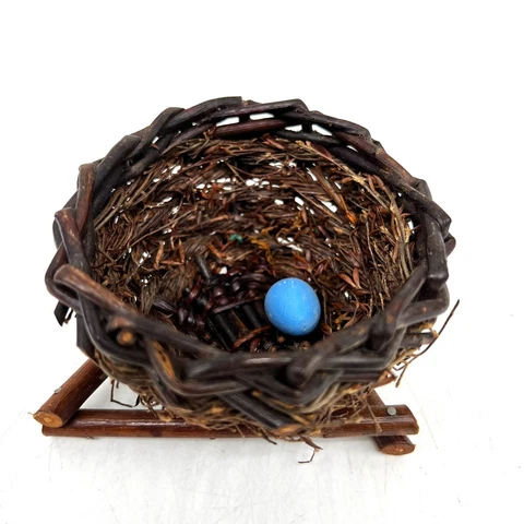 Vintage Handmade Vine Wicker Bird Nest Bird Decorative Small 4" Cover