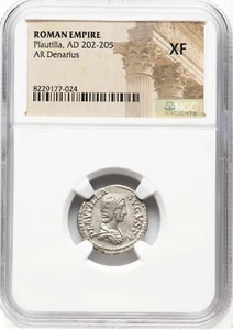 Roman Empire - Plautilla - AD 202-205 - Silver Denarius - NGC XF - Picture 1 of 6