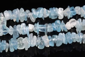 4-10 mm Blau Aquamarin Kiesel Chips Klasse A Echte Natürliche Lose Perlen 15,5 Zoll - Bild 1 von 4