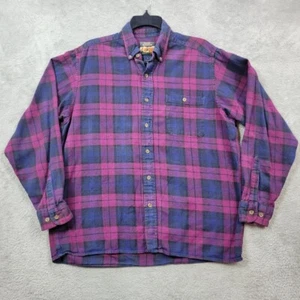 Vintage High Sierra Flannel Shirt Mens Large Purple Blue Plaid Button Down - Picture 1 of 7