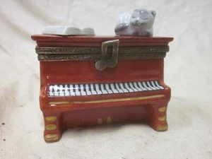 Rare Vintage Limoges Porcelain Piano Trinket Box Cat with Music Book - Picture 1 of 8