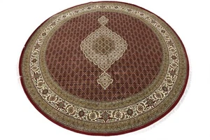 Tabrizi Mahi Rug 9’11” x 10’1” Red Wool Traditional Hand-Knotted Carpet - Picture 1 of 15