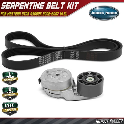 2x Kit de componentes de transmisión por correa Serpentine para Western Star 4900EX 2002-2007 14,6 L Foto 1 de 4