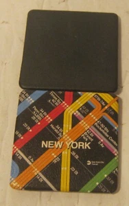 Square Pocket/Purse Mirror w Map of NEW YORK CITY on Lid!! EXCELLENT!!! - Picture 1 of 2