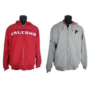 G III Mens Atlanta Falcons Reversible Jacket Large Red Gray Full Zip Hoodie