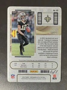2022 Panini Contenders Optic NFL Chris Olave PRINTING PLATE 1/1 Rookie RC #65 - Picture 1 of 5
