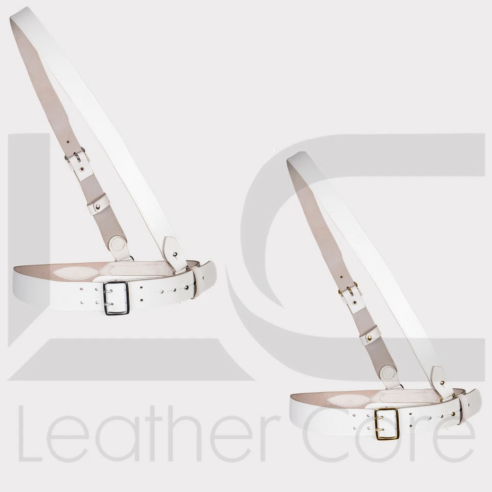 Cinturón Sam Browne patrón ejército británico con correa cruzada para el hombro - cuero blanco Foto 1 de 1