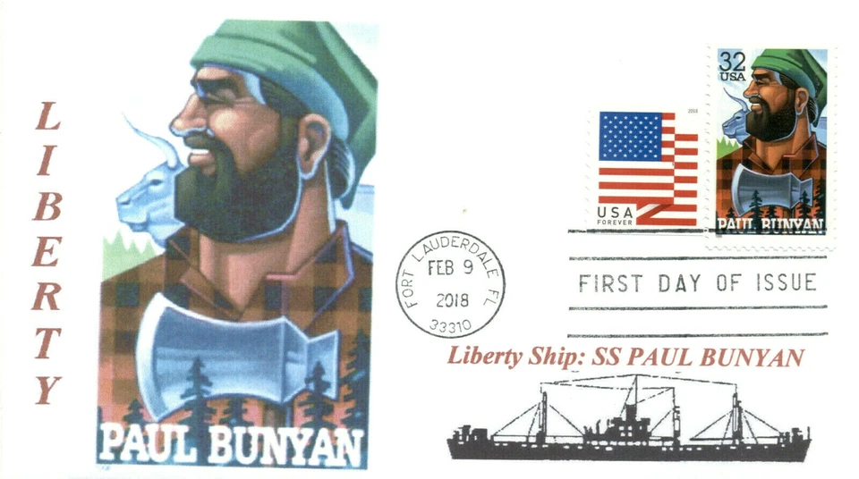 PAUL BUNYAN Liberty Ship named: Northwoods Folk Hero Cachet # 3084, First Day PM - Image 1 of 1