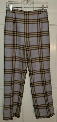 ETCETERA Pantalones Cortos Azul Taupe Camel Mezcla de Lana a Cuadros Cremallera Trasera Cintura Alta 6 Foto 1 de 4