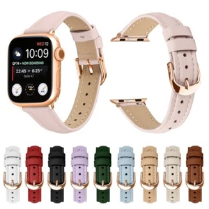 Schlankes Damen Leder Armband für Apple Watch 11 10 9 8 7 6 SE 41/42/44/45/46mm - Bild 1 von 227