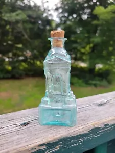 Rare Aquamarine Open Pontil figural Fountain Building Cologne Bottle~AS IS - Picture 1 of 24