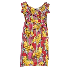Bombshell Katya Wildman Dress Liberty Art Fabrics Size 14 Floral Pink Yellow - Picture 1 of 17