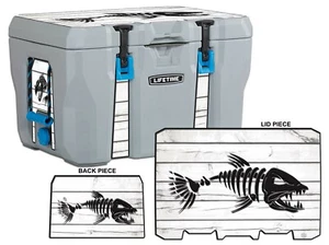 Vinyl Cooler Wrap fits Lifetime 28, 55, 77 | Decal Skin L+I - Bonefish White - Picture 1 of 8