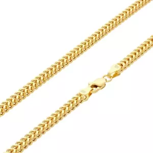 10K Yellow Gold Mens 3mm Franco Square Box Foxtail Wheat Necklace Chain 22" - Picture 1 of 10
