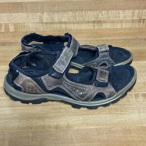 Ecco Mens Adjustable Strap Open Toe Leather Flat Sports Sandal Olive Size US 11