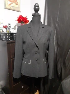 Tahari Women's Blazer Black Stripe With Lime Green Accent Size 6 Business Office - Picture 1 of 8