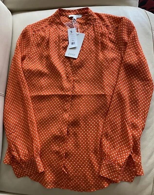 Blusa Joie Mujer Mintee G 100% Seda Naranja Lunares Manga Larga Talla XXS ¡NUEVA! Foto 1 de 4