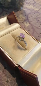 Pandora Sterling Silver & 14ct Gold Diamond Lavender Cz Ring - Picture 1 of 11