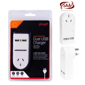 1/2 2400W High Powered Dual USB Charger Adaptor With Surge Protection - Picture 1 of 4