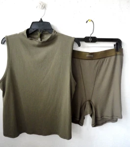 SKIMS 3X olivgrün Baumwolle Tank Top / Modal Elasthan gerippt Boxerset UNGETRAGEN * - Bild 1 von 8