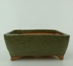 Japanese Bonsai Pot YUKI SHOSEKI 13.5cm Painted Rectangular Traditional - Picture 1 of 6