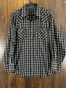 Plains Western Wear Shirt Mens 3X Black Plaid Long Sleeve Pearl Snap Cowboy 2XL - Picture 1 of 18