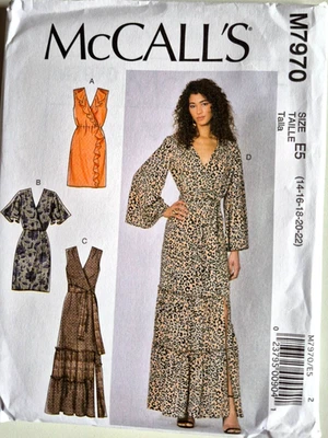 MCCALLS PATTERN 7970  DRESSES  MISSES SIZES  14 16 18 20 22  UNCUT  FF - Image 1 of 2