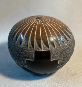 Vintage Santa Clara Keramik Lorenzo Fuentes Sgraffito Keramikkugel - Bild 1 von 8