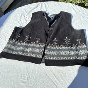 White Stag Women's Blend Button Down Black Vest Size XL Western - Picture 1 of 12
