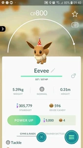 Eevee (sombrero de fiesta) Pokémon Tr@de GO - Imagen 1 de 1