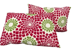 Pier 1 Imports rot grün strukturiert Weihnachten Urlaub 2 Dekor Überwurf Kissen 13x19" - Bild 1 von 12