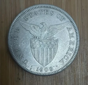1909-S US-Philippines one peso silver coin as is condition - Picture 1 of 2