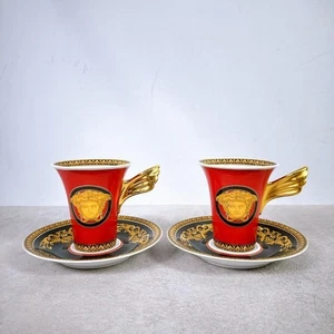 Rosenthal Versace Medusa Red Tall Cup & Saucer 2 costomer set from JP - Picture 1 of 9