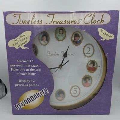 Timeless Treasures Clock Wall Mount 12 Photos w/ Recordable Message-New  - Image 1 of 4